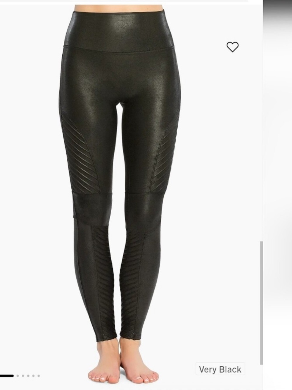 SPANX Black Moto Faux Leather Leggings with Red Tag Size Large